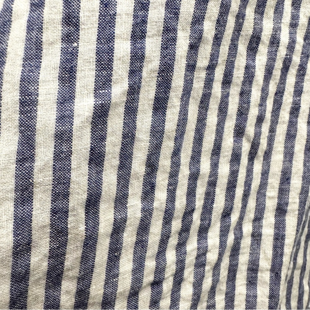 Talbots 100% Linen Blue Stripe Shirt XL Nautical Preppy Summer Spring Vacation - Picture 9 of 12